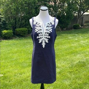 Lilly Pulitzer Gabby Shift Dress NWT True Navy and White Embellished Shift dress